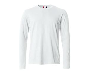CLIQUE - Camiseta de manga larga para hombre Basic-T L/S, Jersey-algodón, cuello elástico, banda para el sudor, ajuste Slim-Fit, Jardín Blanco/Opulento, XXL