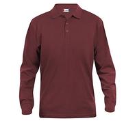 Clique Clothing - Polo de manga larga para hombre camisa, algodón, corte clásico, peso medio, 11 colores, XS-5 X L Rojo granate Small
