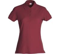 CLIQUE - Polo camiseta de media manga camiseta de mujer Basic Polo Ladies slim fit con botones de algodón primavera/verano en diferentes colores y tamaños, burdeos, L