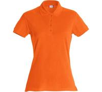 CLIQUE - Polo camiseta de media manga camiseta de mujer Basic Polo Ladies slim fit con botones de algodón primavera/verano en diferentes colores y tamaños, naranja., M