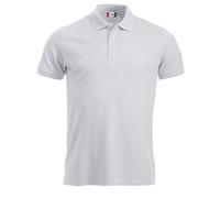 CLIQUE - Polo de media manga Manhattan, de poliéster, cierre de botones, borde de manga con acanalado, aberturas laterales, ajuste slim-fit, Color blanco., 4XL
