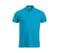 CLIQUE - Polo de media manga para hombre Manhattan, de poliéster, cierre de botones, borde de manga con acanalado, aberturas laterales, ajuste slim-fit (turquesa L), azul turquesa