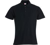 Clique - Polo piqué de media manga para hombre Basic, de 100% algodón, cierre de botones, borde de manga rebatido en doble aguja, aberturas laterales, ajuste slim-fit (negro XXL), Negro