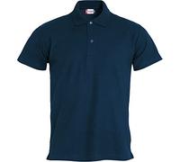Clique - Polo piqué de media manga para hombre Basic, de 100% algodón, cierre de botones, borde de manga rebatido en doble aguja, aberturas laterales, ajuste slim-fit (azul oscuro 3XL), azul oscuro