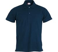CLIQUE - Polo piqué media manga Hombre básico, 100% algodón, cierre de botones, borde de la manga ribattuto en doble aguja, aberturas laterales, ajuste slim-fit, azul oscuro, L