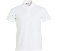 CLIQUE - Polo piqué media manga Hombre básico, 100% algodón, cierre de botones, borde de la manga ribattuto en doble aguja, aberturas laterales, ajuste slim-fit, Color blanco., XL