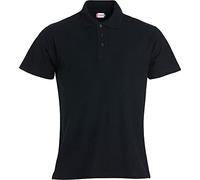 CLIQUE - Polo piqué media manga Hombre básico, 100% algodón, cierre de botones, borde de la manga ribattuto en doble aguja, aberturas laterales, ajuste slim-fit, Negro , 3XL
