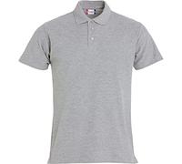 CLIQUE - Polo piqué media manga Hombre básico, 100% algodón, cierre de botones, borde de la manga ribattuto en doble aguja, aberturas laterales, ajuste slim-fit, Mezcla de grises, 4XL