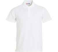 CLIQUE - Polo piqué media manga Hombre básico, 100% algodón, cierre de botones, borde de la manga ribattuto en doble aguja, aberturas laterales, ajuste slim-fit, Color blanco., XXL