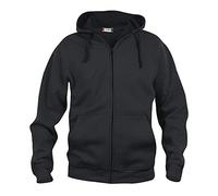 CliQue Sudadera básica con Cremallera Completa Capucha, Opaco, Negro, XXXXL para Hombre