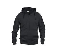 CliQue Sudadera básica con Cremallera Completa Capucha, Opaco, Negro, XXXXL para Hombre