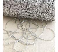 Clisil Hilo de lúrex plateado brillante de 100 gramos, hilo de metal brillante, hilo de metal para manualidades, hilo brillante de ganchillo, suéter, bufanda, bolsa, hilo accesorio de hilo