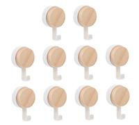 CLISPEED 10 piezas Gancho Adhesivo de Madera Colgador Fuerte y Compacto para Pared y Puerta Resistente para Llaves Toallas y Bolsos sin Taladro Fácil Instalación Uso Doméstico Multifunción