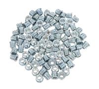 CLISPEED 100 Piezas Tuerca de Inserción de Madera Tuercas Embutir Madera M6x10 Acero al Carbono Plata Rosca Interna Rosca Externa Cabeza Hexagonal para Bricolaje