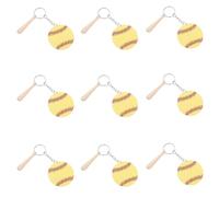 CLISPEED 12 Juegos Llavero de Béisbol Acrílico con Mini Bate de Madera y Colgante Amarillo, Uso Versátil para Maletas y Bolsos, Diseño Creativo y Textura de Calidad
