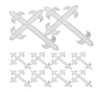 CLISPEED 12 Parches Bordados Cruzados Plateados para Coser 105 X 89 CM Apliques Termoadhesivos para Decoración de Ropa y Disfraces Adecuado para Vestidos de Fiesta y Proyectos DIY