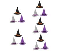 CLISPEED 15 Piezas Decoraciones para Botellas de Vino Halloween Sombreros de Bruja Miniaturas Negro Gris para Fiesta Temática