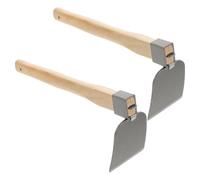 CLISPEED 2 Piezas Azada de Jardín Pequeña Mango de Madera, Herramienta Manual de Acero de 15 Pulgadas para Desherbar, Aflojar la Tierra y Jardinería Doméstica