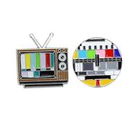 CLISPEED 2 piezas Broches Creativos Retro Forma de Canales de Tv Pequeños Accesorios de Esmalte para Disfraces y Decoración de Original para Autoexpresión y Vintage