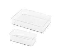CLISPEED 2 Piezas Caja Organizadora de Cajones Modular PP, Multiuso | Tamaños Variados, Diseño Simple Moderno, Color Resistente a Suciedad, Útil para Lápices y Brochas