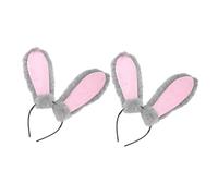 CLISPEED 2 piezas Diadema con Orejas de Conejo de Felpa Suave de Gris Accesorio Versátil para Fiesta Cosplay Pascua y Cumpleaños Favor Divertido para Mujeres y Niñas