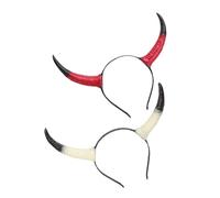 CLISPEED 2 Piezas Diadema de Cuernos de Buey Cosplay Accesorio para Halloween Fiesta Rojo Negro y Negro