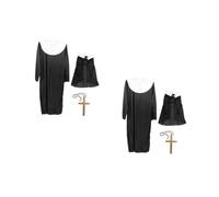 CLISPEED 2 Piezas Disfraz Monja Halloween Cómodo Traje Mujer con Túnica Pañuelo y Dorada para Cosplay y Fiestas