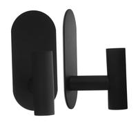 CLISPEED 2 piezas Gancho de Pared Adhesivo Inoxidable Soporte Fuerte sin Taladro Colgador Oval Moderno para Toallas Baño y Utensilios Cocina Acabado Mate Negro Elegante