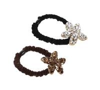 CLISPEED 2 Piezas Hair Ties For Women With Rhinestone Sea Star Charm Stretchy Elastic Ponytail Holders Comfortable High Elasticity Scrunchies For Curly Hair Retro Style And Colors