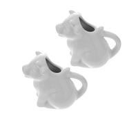 CLISPEED 2 piezas Jarras de Cerámica con Asa Forma de Animales Lecheras Pequeñas de Diseño Divertido para Café y Salsas para Hogar Restaurantes y Cafeterías