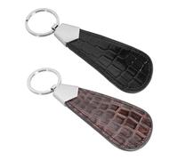 CLISPEED 2 piezas Multifuncional Calzador de Zapatos Portátil de PU con Llavero de Negro y Marrón y Cómodo para Viajes y Diario