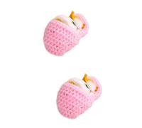CLISPEED 2 Piezas Muñeco de Gato Durmiendo en Pantuflas Rosa, Felpa EVA | Mini Gatito con Maullidos, Juguete de Mano, Historias y Juego de Rol Color Aleatorio