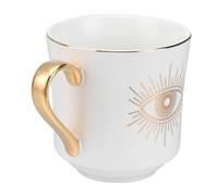 CLISPEED 2 Piezas Taza de Cerámica Pintada Mano con Diseño Ojo Turco Taza Multifunción para Café Té y Leche para Hogar Oficina y Cafetería Moderno y Color Blanco