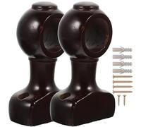 CLISPEED 2 Soportes para Barra de Cortina de Pared Madera Rojo Marrón, Soporte Central Resistente Base 28 Mm Cerrado, Accesorios para Cortinas Sala, Dormitorio y Oficina Color Aleatorio