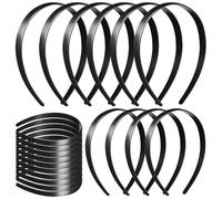 CLISPEED 20 Piezas Diademas Diseño Sencillo y Resistente Negras de Plástico que Sujeta el Cabello Comodidad y Estilo Elegante para Niñas y Adolescentes