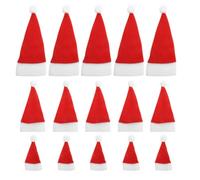CLISPEED 24 Piezas Mini Gorros de Papá Noel de Tela Cepillada en Rojo para Decoración Navideña, Tapas para Botellas y Porta Cubiertos, Diseño Clásico para Fiestas de Invierno