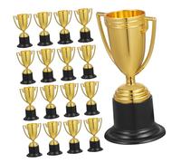 CLISPEED 24 piezas Pequeños Dorados para Mini Copas de Premio de Plástico para Fiestas Recompensas Deportivas Premios Infantiles Compactos y Ligeros para Competencias