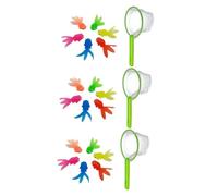 CLISPEED 3 Juegos Juguetes Acuáticos de Peces Dorados para Juguetes Divertidos para Baño Peces Blandos con Redes Colores Surtidos para Fiestas y Desarrollo Infantil Color Color Aleatorio