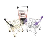 CLISPEED 3 Piezas Carrito Miniatura de Supermercado y Soporte de Almacenamiento para Esponjas de Maquillaje Organizador de Escritorio para Niñas y Mujeres