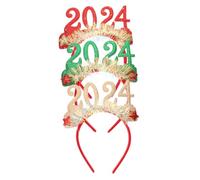 CLISPEED 3 Piezas Diademas con para Fiesta Colores Rojo Champán y Verde Accesorios para Cabello para Fiesta de Año y Navidad