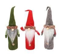 CLISPEED 3 Piezas Funda para Botella de Vino Navideña Funda de Decoración Creativa para Botella de Adornos Navideños Forma de Duendes Suecos Tomte para Decoración Encantadora