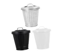 CLISPEED 3 piezas Mini Papelera de Escritorio con Tapa Bote de Basura Decorativo para Hogar y Oficina Contenedor Multifuncional de Almacenamiento Adorable Negro