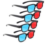 CLISPEED 4 Gafas 3D Compatibles Proyector y Computadora de Plástico Rojas y Azules Cómodas para Películas en Casa para Hombres y Mujeres