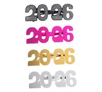 CLISPEED 4 Gafas De Sol para Año Nuevo 2026, Ideales para Fiestas, Reuniones Familiares, Disfraces Y Accesorios para Fotos Navideñas.