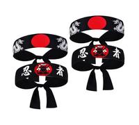 CLISPEED 4 Piezas Bandanas Japonesas para Hombres y Mujeres Headbands de Karate Samurai para Decoraciones de Fiesta