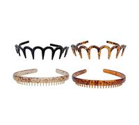 CLISPEED 4 piezas Diadema Antideslizante Unisex Accesorios para Pelo con Plástico Resistente y Diseño Dientes para Mujeres y Hombres Sujeta Cabello Ejercicio y Rutinas Diarias