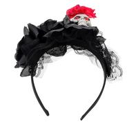 CLISPEED 4 Piezas Diadema Halloween con Rosa Artificial y Encaje Accesorio Cosplay Día de Muertos para Fiesta y Disfraces