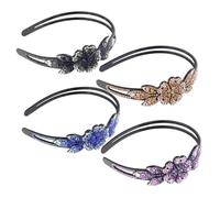 CLISPEED 4 Piezas Diademas Anchas con Rhinestones Antideslizantes Accesorio para Cabello Fiesta Boda Cumpleaños Elegante Decoración Mujer