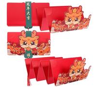 CLISPEED 4 Piezas Dragon Style Packets Traditional Chinese Year Envelopes For Spring Festival Giving With Cartoon Patterns