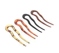 CLISPEED 4 Piezas U-shaped Vintage Leopard Print Hairpins Minimalist Shiny French Style Bun Holders Stable Updo Accessories Inspired By Chinese Ancient Style For Women